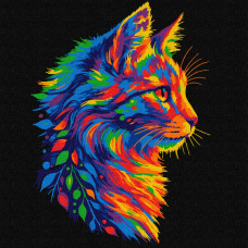 KHO6822 Ideyka Картина за номерами - Яскравий котик 30х30 см (на підрамнику, на чорному фоні, Ідейка КНО-6822) ©art_selena_ua KHO6822 Ideyka Картина за номерами - Яскравий котик 30х30 см (на підрамнику, на чорному фоні, Ідейка КНО-6822) ©art_selena_ua