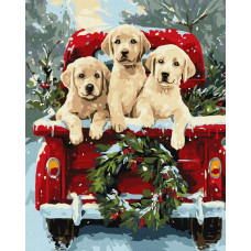 KHO6838 Ideyka Картина за номерами - Собача поїздка 40х50 см (на підрамнику, Ідейка КНО-6838) ©art_selena_ua