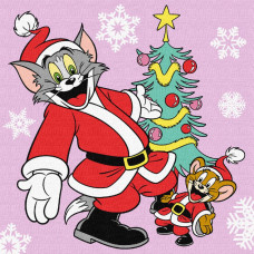 KHO6858 Ideyka Картина за номерами - Tom and Jerry: біля ялинки 25х25 см (на підрамнику, Ідейка КНО-6858) ©Warner Brothers
