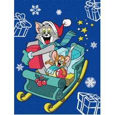 KHO6859 Ideyka Картина за номерами - Tom and Jerry: на санчатах 30х40 см (на підрамнику, Ідейка КНО-6859) ©Warner Brothers