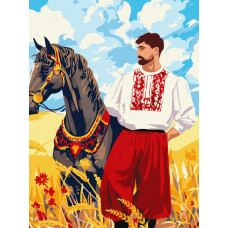 KHO8467 Козак у полі ©art_selena_ua. Ideyka. Картина за номерами (Ідейка КНО-8467)