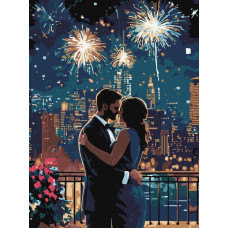 KHO8484 Ideyka Картина за номерами - Мить кохання 30х40 см (на підрамнику, фарби металік, Ідейка КНО-8484) ©art_selena_ua