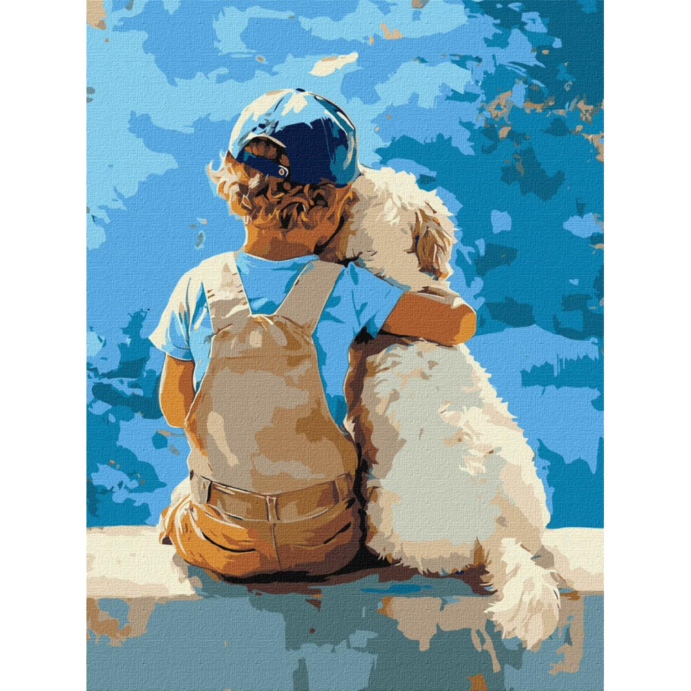KHO8639 Ideyka Картина за номерами - Хлопчик та пес 30х40 см (на підрамнику, Ідейка КНО-8639) ©art_selena_ua KHO8639 Ideyka Картина за номерами - Хлопчик та пес 30х40 см (на підрамнику, Ідейка КНО-8639) ©art_selena_ua