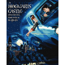KHO8719 Ideyka Картина за номерами - Harry Potter: Політ на авто  40х50 см (на підрамнику, фарби металік, Ідейка КНО-8719) ©WB