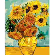 KHO098 Соняшники. Ван Гог © Вінсент Віллем ван Гог. Ideyka. Картина за номерами (Ідейка КНО098)