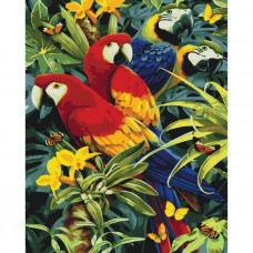 KHO4028 Різнокольорові папуги. Ideyka. Картина за номерами (Ідейка КНО4028)