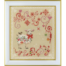 М-0388 VDV Набір для вишивки рахунковим хрестиком - Різдвяна листівка Баранець 15х18 см, Aida 16 ct