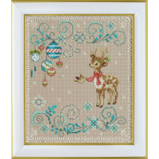 М-0389 VDV Набір для вишивки рахунковим хрестиком - Різдвяна листівка Олень 15х18 см, Aida 16 ct