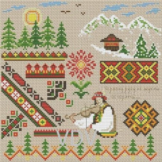 М-0392 ВДВ Набір для вишивки хрестиком - Червона рута 19х19 см. Aida16