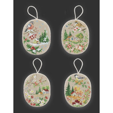 М-0395 ВДВ Набір для вишивки рахунковим хрестиком - Пори року 8х10,5 см, 4 шт,  Aida 16