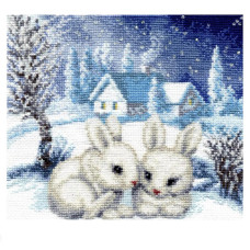 М-588 Чарівна Мить Набір для вишивки хрестиком - Тихесенька зимонька 17,5x17,5см,Aida 16
