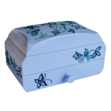 М002 Butterfly Набір для вишивки бісером - Скринька Квіткова фантазія, блакитна 22x15x13 см, пластик
