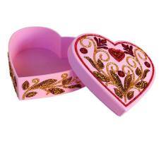 М004 Butterfly Набір для вишивки бісером - Скринька Серце 13x12x6 см, пластик (рожева)