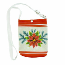 Мішечок_209 Virena Заготовка для вишивки бісером - Мішечок для посівання з ременем з різдвяними квітами 16х22,5х2 см (схема на габардині)