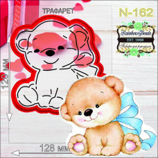 N-162 Ведмідь з квітами. Форма для печива з трафаретом. Rainbow beads