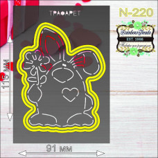 N-220 Кролик. Форма для печива з трафаретом. Rainbow beads