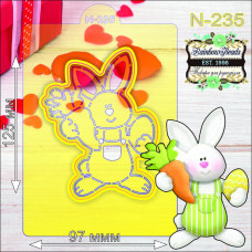 N-235 Кролик з морквою. Форма для печива з трафаретом. Rainbow beads
