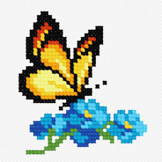 N956 Чарівниця Набір для вишивки рахунковим хрестиком - Метелик на незабудках 9x9 см, Aida 14