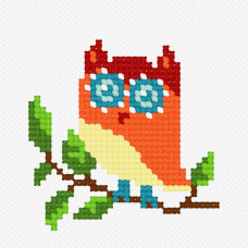 N957 Чарівниця Набір для вишивки рахунковим хрестиком - Сова 9x9 см, Aida 14