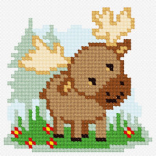 N961 Чарівниця Набір для вишивки рахунковим хрестиком - Лось 9x9 см, Aida 14