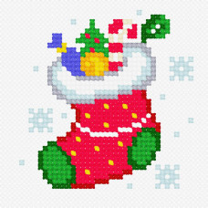 N972 Чарівниця Набір для вишивки рахунковим хрестиком - Різдвяна шкарпетка 9x9 см, Aida 14