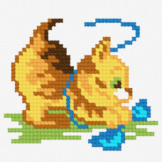 N973 Чарівниця Набір для вишивки рахунковим хрестиком - Котеня 9x9 см, Aida 14