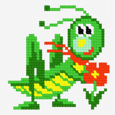 N982 Чарівниця Набір для вишивки рахунковим хрестиком - Коник стрибунець 9x9 см, Aida 14