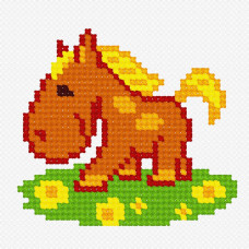 N983 Чарівниця Набір для вишивки рахунковим хрестиком - Конячка 9x9 см, Aida 14