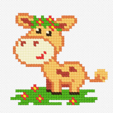 N984 Чарівниця Набір для вишивки рахунковим хрестиком - Корівка 9x9 см, Aida 14