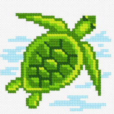 N985 Чарівниця Набір для вишивки рахунковим хрестиком - Морська черепаха 9x9 см, Aida 14