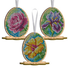 НІП_402 Virena Дерев'яна заготовка для вишивки бісером - Великодні міні-іграшки 6,6смx8,6 см (3 шт)