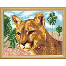 NJ18 Чарівниця Набір для вишивки друкованим хрестиком - Левиця 30x40 см (схема на канві) NJ18 Чарівниця Набір для вишивки друкованим хрестиком - Левиця 30x40 см (схема на канві)