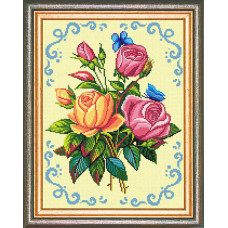 NJ24 Чарівниця Набір для вишивки друкованим хрестиком - Букет троянд 30x40 см (схема на канві) NJ24 Чарівниця Набір для вишивки друкованим хрестиком - Букет троянд 30x40 см (схема на канві)