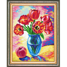 NJ27 Чарівниця Набір для вишивки друкованим хрестиком - Ваза з тюльпанами 30x40 см (схема на канві) NJ27 Чарівниця Набір для вишивки друкованим хрестиком - Ваза з тюльпанами 30x40 см (схема на канві)