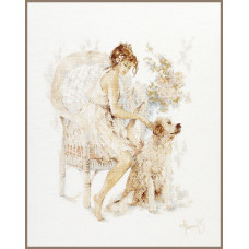 PN-0007951 Девушка в кресле с собакой. LanArte. Набор для вышивки крестом