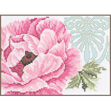PN-0008202 Рожева квітка з орнаментом. 19x14 см. Lanarte. Набір для вишивки хрестиком на Aida 14