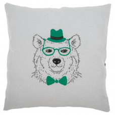 PN-0156059 Ведмідь в зелених окулярах. Подушка. Набір для вишивки нитками. Vervaco