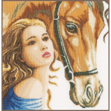 PN-0158324 Жінка і кінь. 30х30 см. LanArte. Набір для вишивки хрестиком на рівномірці