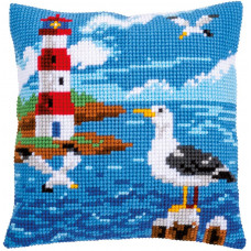 PN-0158364 Lighthouse and seagulls. Подушка. Vervaco. Набір для вишивки нитками хрестиком по малюнку на тканині