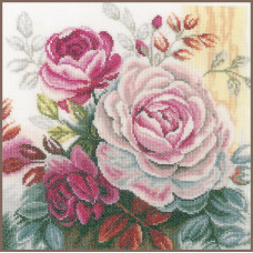 PN-0165376 Рожева троянда. 25х25 см. LanArte. Набір для вишивки хрестиком на рівномірці