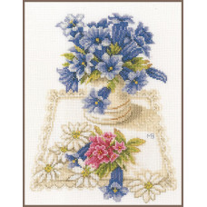 PN-0169670 Сині квіти. 23х28 см. LanArte. Набір для вишивки хрестиком на рівномірці