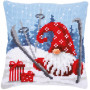 PN-0172808 Christmas gnome skiing. Подушка. Vervaco. Набір для вишивки нитками хрестиком по малюнку на тканині