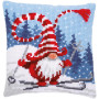 PN-0172809 Christmas gnome skiing. Подушка. Vervaco. Набір для вишивки нитками хрестиком по малюнку на тканині