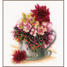 PN-0185110 blush Pink bouquet. 19х24 см. Lanarte. Набір для вишивки хрестиком на рівномірці
