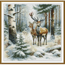 РЕ2006 Нова Слобода Набір для вишивки рахунковим хрестиком - Зимова прогулянка 41x41 см, Aida 16