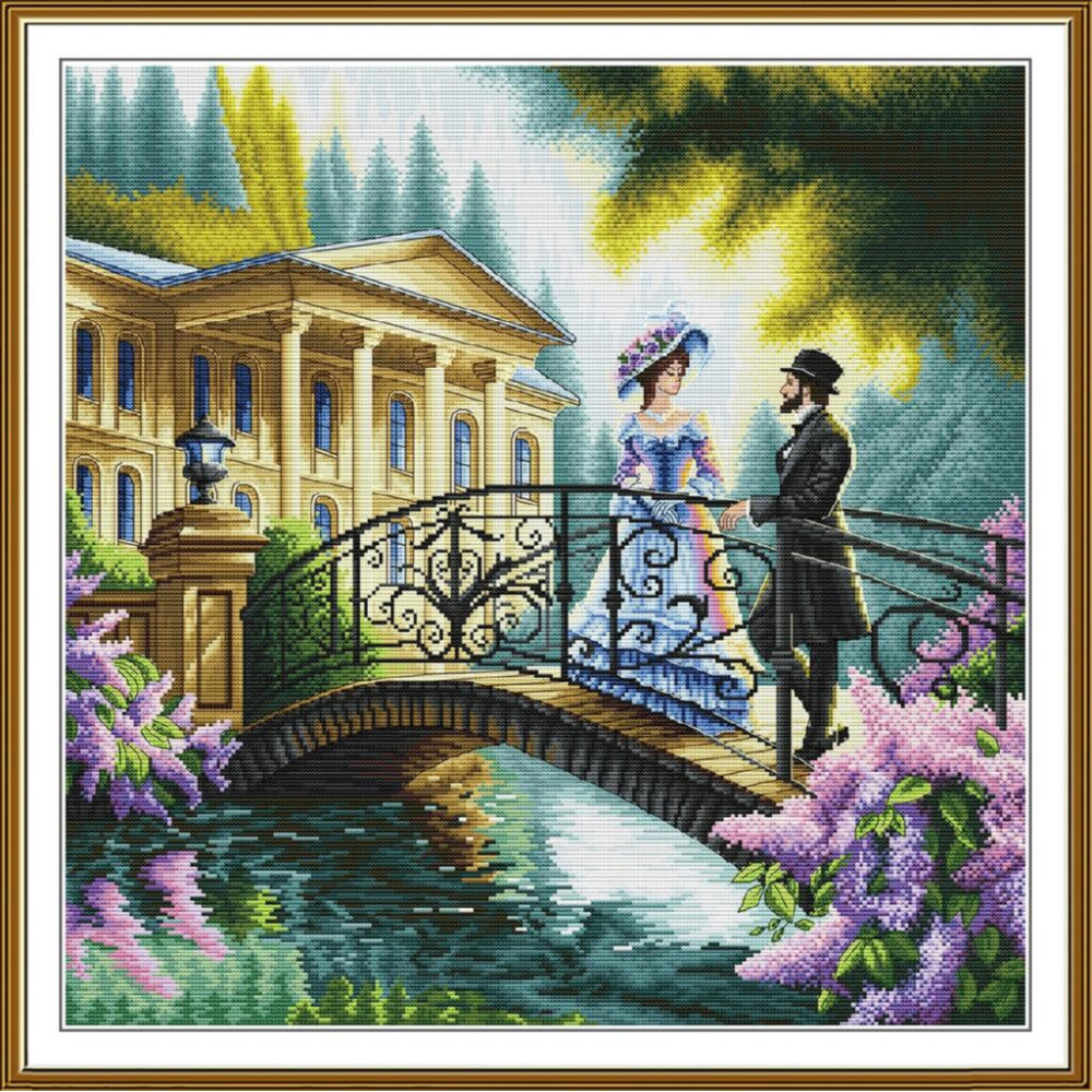 РЕ3613 Нова Слобода Набір для вишивки рахунковим хрестиком - Зустріч на містку 42x42 см, Aida 16 РЕ3613 Нова Слобода Набір для вишивки рахунковим хрестиком - Зустріч на містку 42x42 см, Aida 16