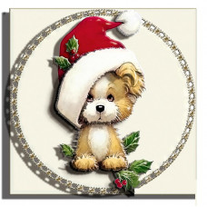 РТ150132 Різдвяний щеня. Папертоль. Набір картини з паперу
