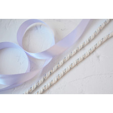 Набір для декору ялинкових іграшок Tela Artis: шнур 6мм білий/срібло+ стрічка лаванда 2,5см