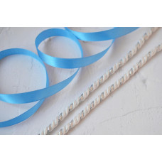Набір для декору ялинкових іграшок Tela Artis: шнур 6мм білий/срібло+ стрічка блакитна 1,2см