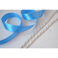 Набір для декору ялинкових іграшок Tela Artis: шнур 6мм білий/срібло+ стрічка блакитна 2,5см